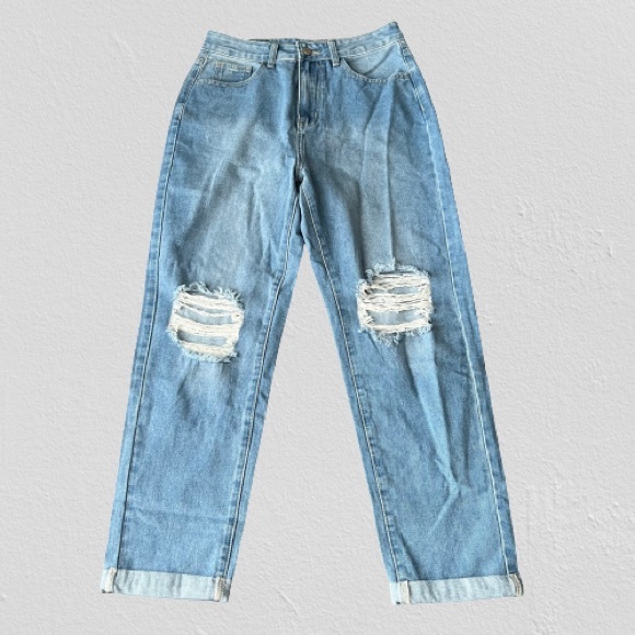 SHEIN Distressed Boyfriend High Waist Style Ripped Jeans - Picture 15 of 15